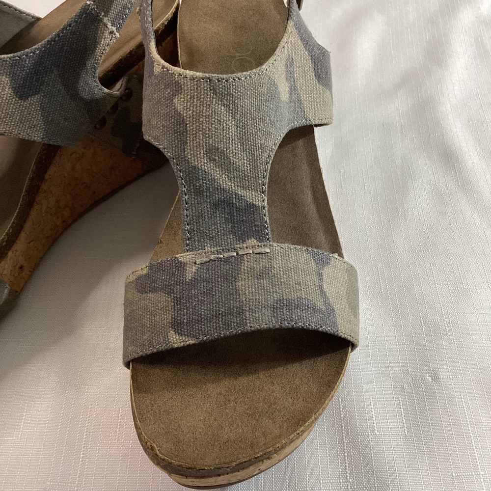 Sugar Camo Fabric Cork Platform Sandals Size 8 - Picture 7 of 15